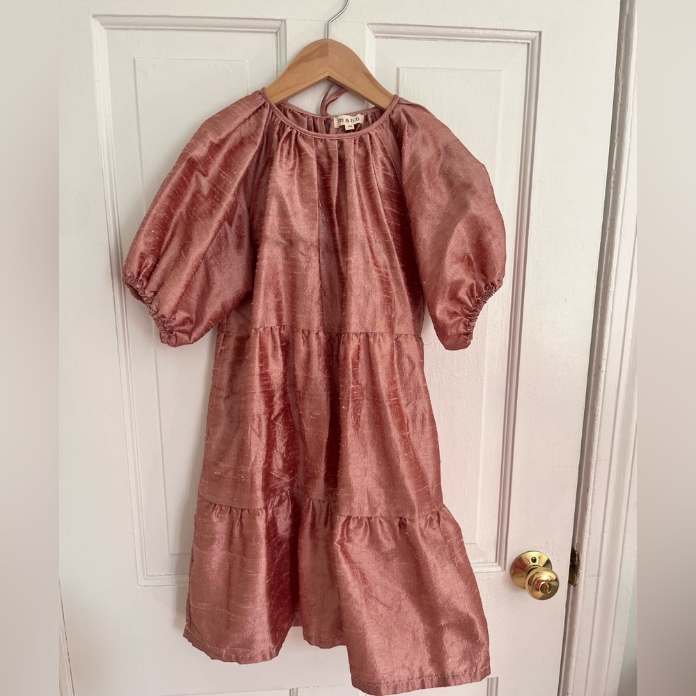 Mabo 8/9 girls raw silk pink dress